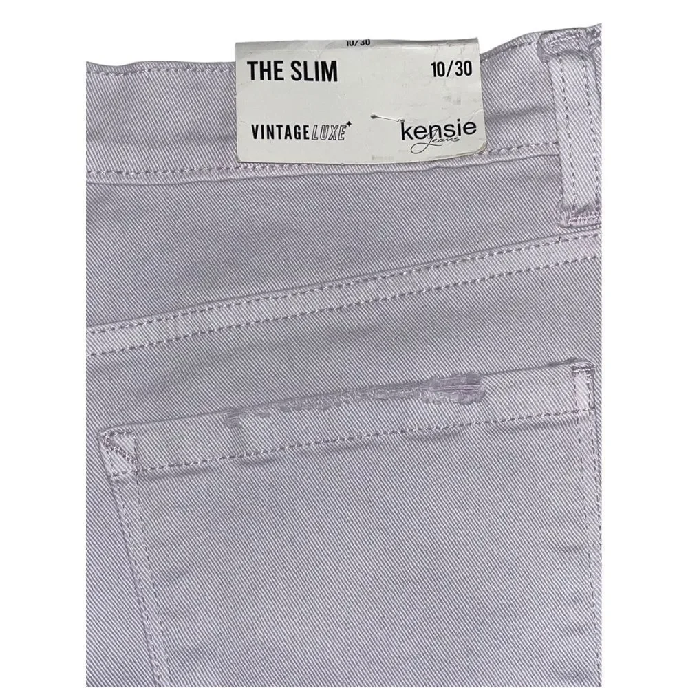 Kensie size 10/30 lilac denim slim fit with raw edge hem NWT - Picture 6 of 14